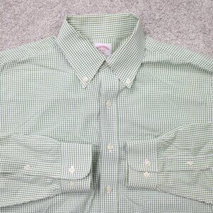 Brooks Brothers 346 Shirt Mens 16, 4/5 Green Regular‎ Fit Non-Iron Cotton L/S